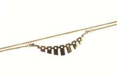 14K Yellow Gold Geometric Curved Bar Accent Box Chain Necklace
