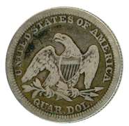 1858 No Motto Liberty Seated Quarter