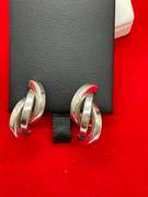 14k italian white gold loop earrings