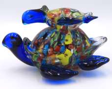 Hnad Blown Art Glass Purple Turtle Figurine Paperweight