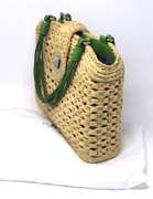 Kate Spade Green Leather and Straw Purse