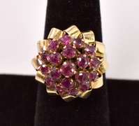 Captivating Ruby Cocktail Ring in Yellow Gold