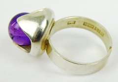 Vintage Modernist Sterling Amethyst Ring, Size 7