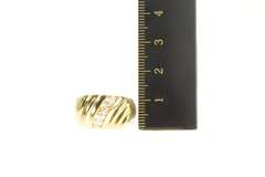 14K Yellow Gold 0.18 Ctw Diamond Channel Grooved Statement Ring