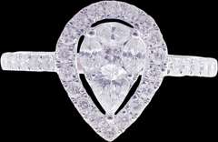 Magnificent 18k White Gold Diamond Cluster Teardrop Ring