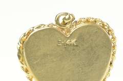 14K Yellow Gold Retro Diamond Cut Flower Heart Photo Locket Pendant