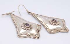 Vintage Sterling Silver Amethyst Dangle Earrings