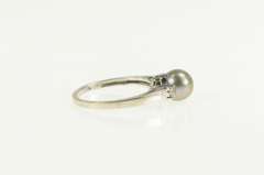 14K White Gold Tahitian Pearl Diamond Accent Engagement Ring