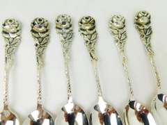 Early 900 Silver Rose Handled Demi-Tasse Spoons