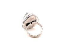 Tear-Drop Black Onyx Tibetan Silver Rope Design Ring