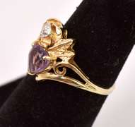 Amazing Amethyst Heart Ring in 14K Yellow Gold