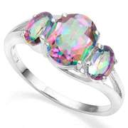 2.52 CT MYSTIC GEMSTONE & DIAMOND 925 STERLING SILVER RING