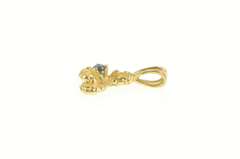 14K Yellow Gold Sapphire Three Petal Flower Clover Charm/Pendant