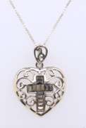 Vintage Sterling Silver Heart Shaped Pendant on Chain