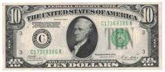 1928-B $10 Ten Dollar Green Seal Hamilton Bank Note US Bill