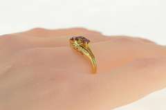 18K Yellow Gold 0.50 Ctw Natural Ruby Diamond Bypass Ring