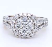 Dazzling White Gold Diamond Cluster Halo Ring