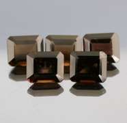 Emerald cut! Unheated! 26.98ct Smoky Quartz set