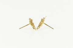 10K Yellow Gold Black Hills Leaf Cluster Angle Stud Earrings