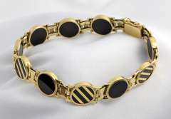 Modern 14k and Onyx Bracelet