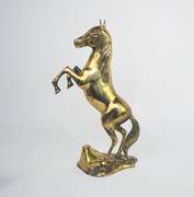 1970s Regency Hollywood Style Solid Brass Rearing Horse Sculpture