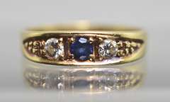 Sweet 18K Sapphire and Diamond Ring