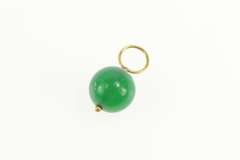 14K Yellow Gold Retro Green Chalcedony Sphere Ball Charm/Pendant