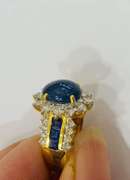 21kt Solid Yellow Gold, Blue Sapphire, & Diamond Ring