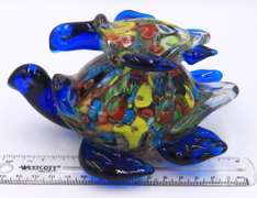 Hnad Blown Art Glass Purple Turtle Figurine Paperweight