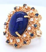 LADIES 18K DIAMOND , SAPPHIRE AND BLUE LAPIS RING / BROOCH