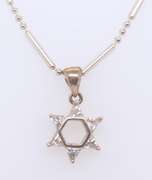 Vintage Sterling Silver Cubic Zirconia Star Pendant on Beads Silver Chain