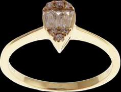 Exciting 18kt Yellow Gold Teardrop Diamond Ring