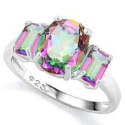 IRRESISTIBLE ! 2.41 CARAT MYSTIC GEMSTONE 925 STERLING SILVER RING