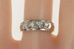 14K White Gold 0.32 Ctw 1950's Diamond Wedding Band Ring