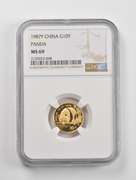 MS69 1987Y China 10 Yuan Gold Panda 1/10 Oz. .999 Fine Gold NGC