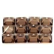 Princess cut! Unheated! 10.96ct Smoky Quartz set