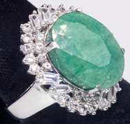 Ravishing Massive 10.50CTS Natural Emerald & Sapphire Ring, Sterling