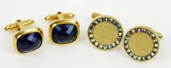 2 Pairs of Vintage Jeweled Cuff Links
