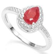 1.00 CT ENHANCED GENUINE RUBY & DIAMOND 925 STERLING SILVER RING