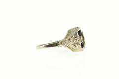 14K White Gold Onyx Enamel Order of the Eastern Star Filigree Ring