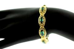 Classic 18k Gold Bracelet with Soothing Marquise Chrome Diopsides