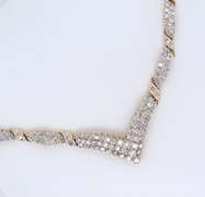 Majestic White and Yellow Gold Chevron Diamond Necklace