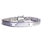 Sterling Silver Polished & Satin Finish Rectangle Link Bracelet
