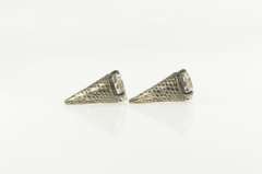 Sterling Silver Ice Cream Cone Cubic Zirconia Solitaire Earrings