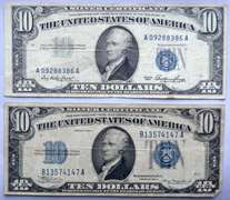 1934 A &1953 $10 Silver Certificates