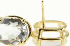 14K Yellow Gold Oval Solitaire Classic Simple Stud Earrings