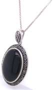 Vintage Sterling Silver Black onyx Pendant on Chain