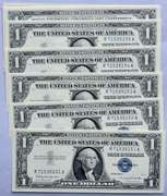 10 Consecutive CH CU 1957 B $1 Silver Certificates
