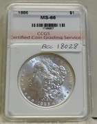 1886 Morgan Dollar CCGS MS-66, Spectacular!