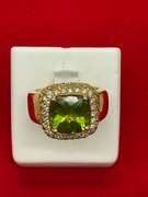 LADIES 18K PERIDOT AND DIAMOND RING